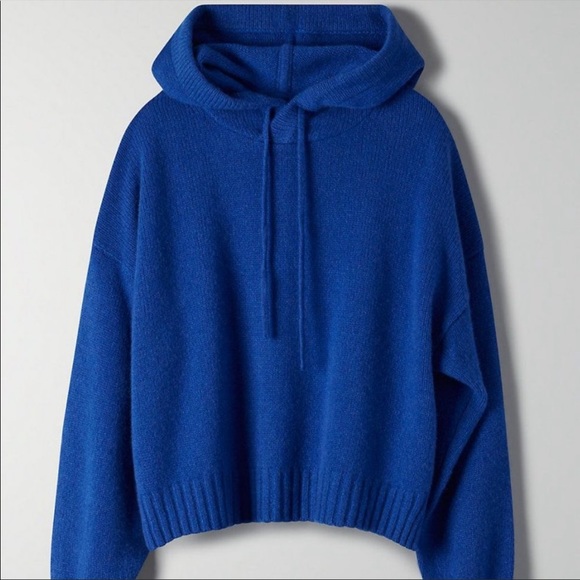 The group by babaton aritzia luxe cashmere hoodie sweatshirt in blueberry blue - Picture 2 of 7